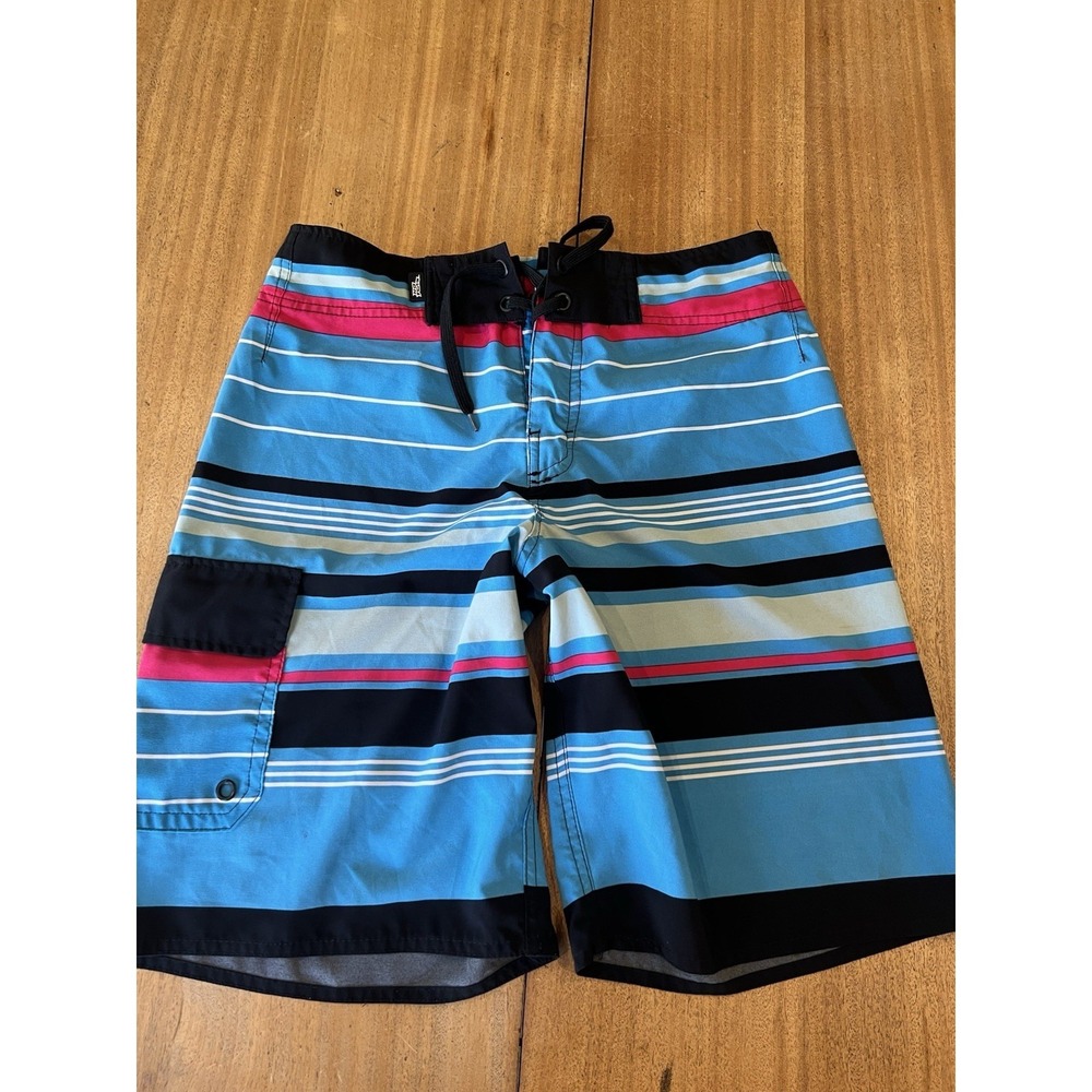Vtg No Fear Board‎ Shorts Mens 30 Colorblock Logo Beach Swim Trunks Y2K